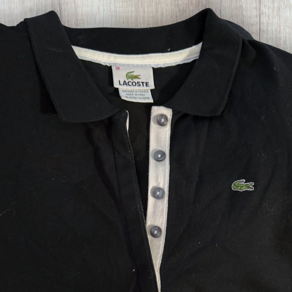 Lacoste Black Polo Dress Small 38 Preppy Tennis Quiet Luxury Chic Classic Sporty - Picture 5 of 7